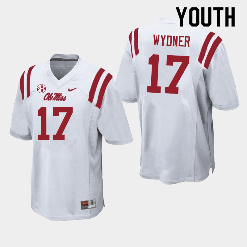 Youth #17 Davin Wydner Ole Miss Rebels College Football Jerseys Sale-White - Click Image to Close